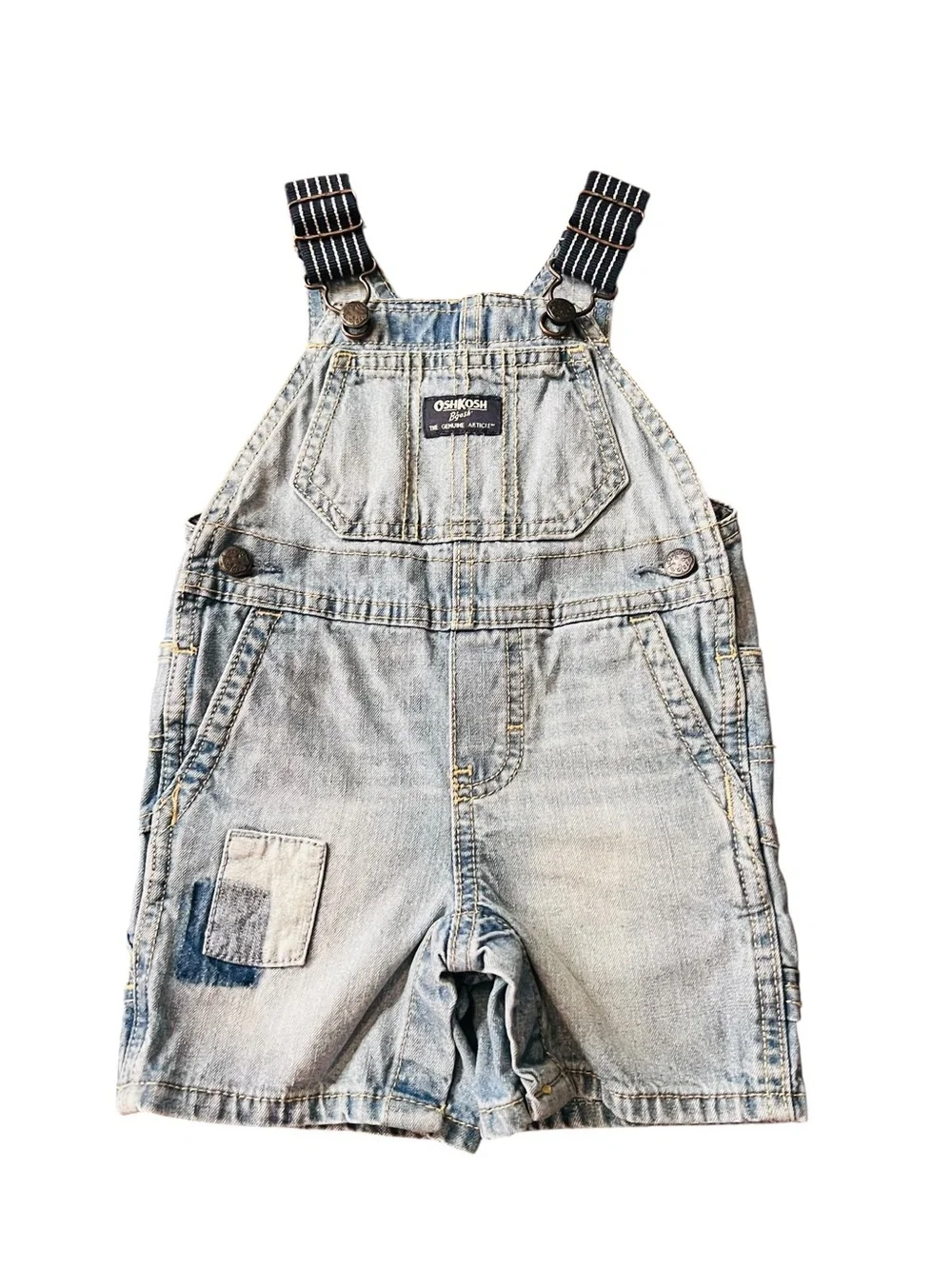 OshKosh B'gosh Light Blue Faded Denim Bib Shortalls for Kids Size 12 Months